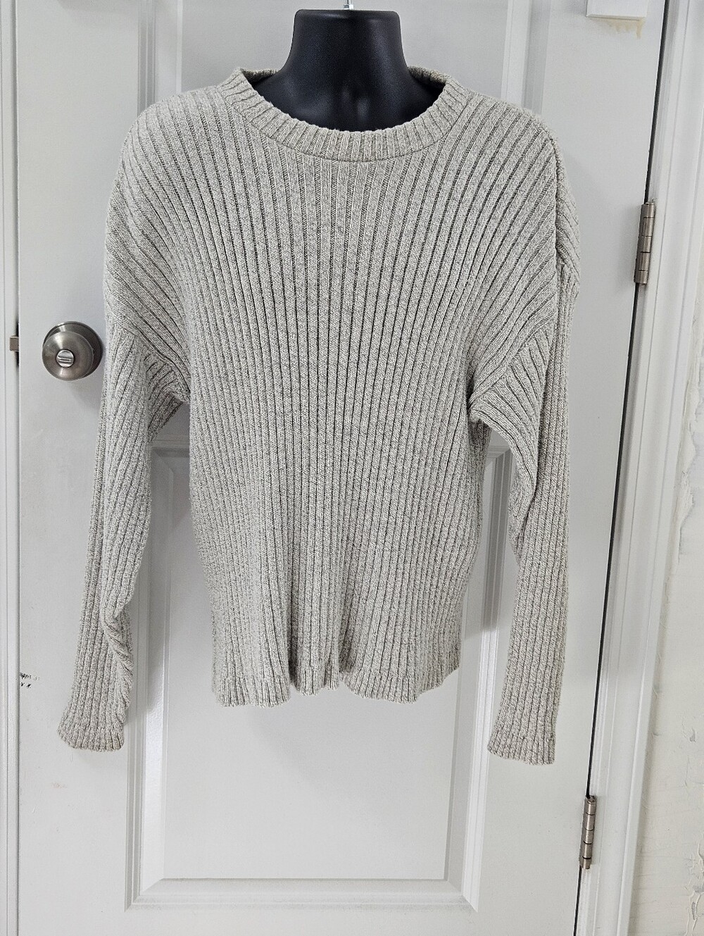 Men's Ribbed LS Crewneck Sweater - Beige
